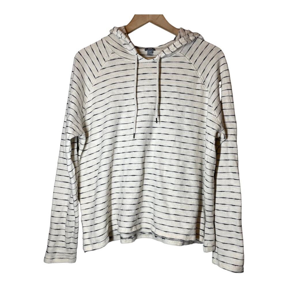Aerie Striped Hoodie Cream Navy Blue Medium